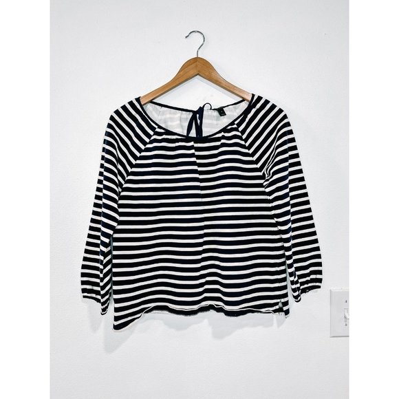 J.Crew Tops - J. CREW navy and white striped top size small